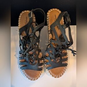 Cloudwalkers Black Strappy Wedges